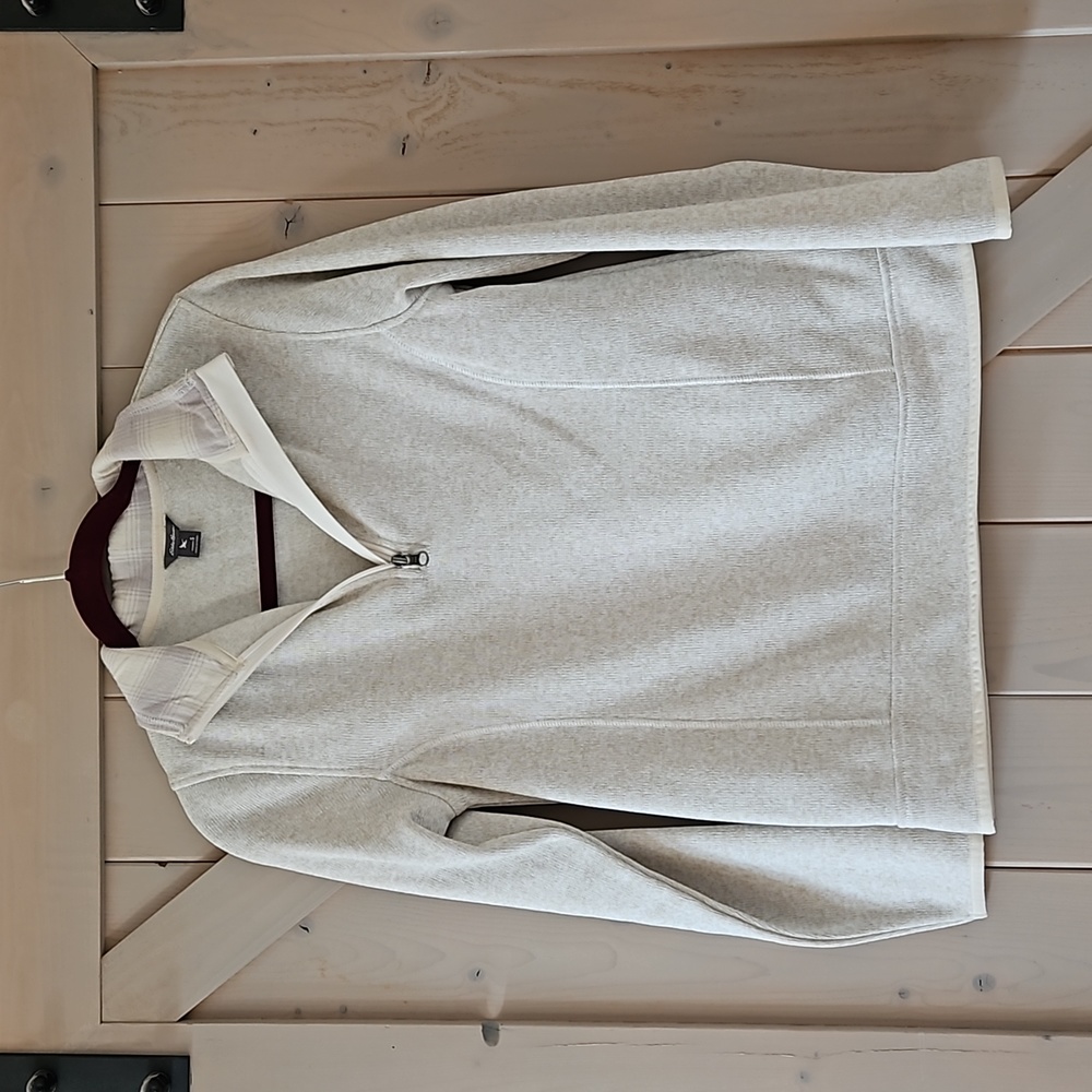 Eddie Bauer Beige Quarter Zip Sweatshirt Size S EUC